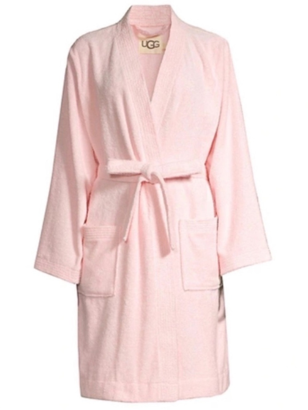 UGG Plush Light Pink Terry Robe with Belt